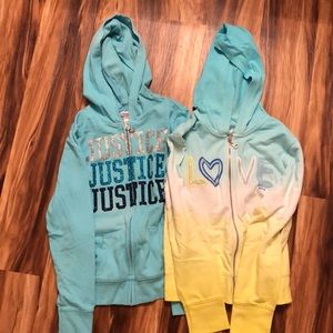 Two JUSTICE hoodies Girls size 12